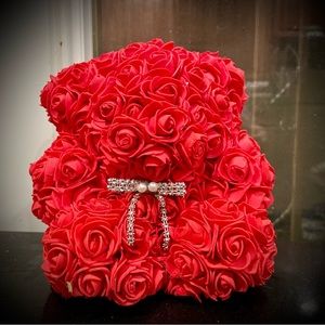 Rose Teddy Bear / Handmade with Care /  Valentine for Her / Mothers Day Gift